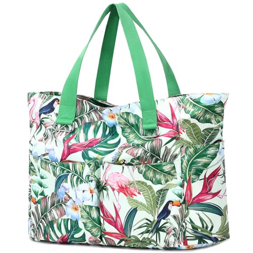 Myhozee Strandtasche XXL Familie groß Badetasche Damen mit Reißverschluss Wasserdicht Sanddicht Beach Bag Sommertasche Schwimmtasche Shopper Saunatasche Reisetasche Tote Bag für Strand Schwimmbäder von Myhozee