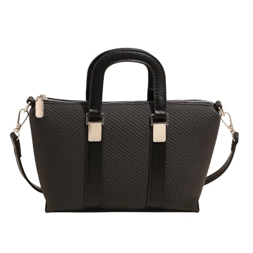Myhozee Umhängetasche Damen Klein Tasche Gewebtes Muster PU-Material Handtasche Einfache Crossbody Bag Handytasche Taschen Women mit Reißverschluss und Verstellbar Abnehmbar Schultergurt Schwarz von Myhozee