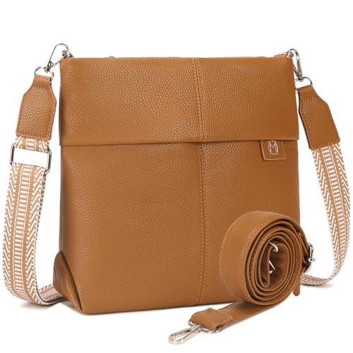 Myhozee Umhängetasche Damen Mittelgroß Handtasche - Klein Crossbody Bag PU Leder mit 2 Gurt, Schultertasche Tasche Damenhandtasche Uni mit Breitem Gurt für Frauen Damen von Myhozee