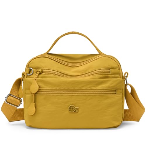 Myhozee Umhängetasche Damen Tasche Handtasche Mittelgroß Wasserdicht Nylon Taschen Damen-umhängetaschen Klein Crossbody Bag Schultertasche für Einkaufen，Reisen Gelb von Myhozee