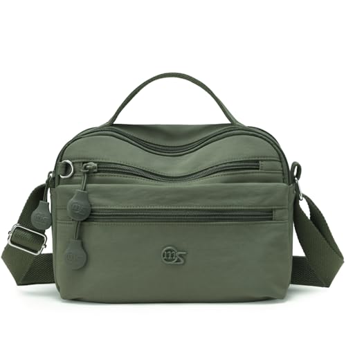Myhozee Umhängetasche Damen Tasche Handtasche Mittelgroß Wasserdicht Nylon Taschen Damen-umhängetaschen Klein Crossbody Bag Schultertasche für Einkaufen，Reisen Grün von Myhozee