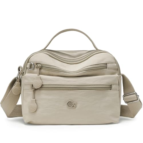 Myhozee Umhängetasche Damen Tasche Handtasche Mittelgroß Wasserdicht Nylon Taschen Damen-umhängetaschen Klein Crossbody Bag Schultertasche für Einkaufen，Reisen Khaki von Myhozee