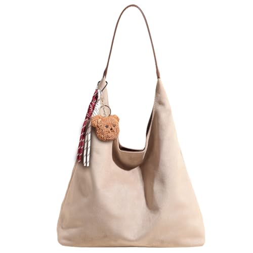 Myhozee Wildleder Tasche Damen Groß Tote Handtasche Slouchy Vintage Schultertasche Hobo Umhängetasche Shopper für Mädchen Frauen von Myhozee