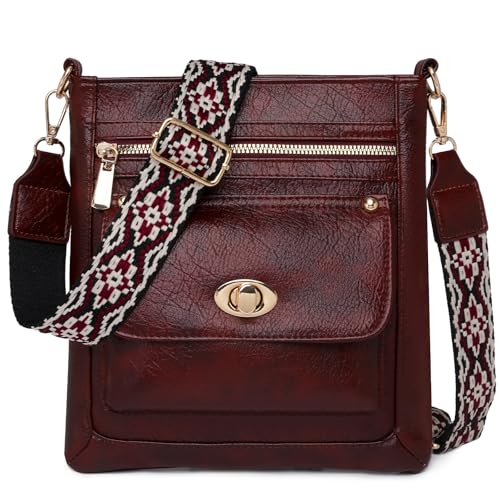 Myhozee klein Umhängetasche Damen Schultertasche mit Reißverschluss Crossbody Leder Anti-Diebstahl handtasche mit mehreren Fächern die ein Tablet aufnehmen kann Breite Schultergurte Jacquard-Gewebe Myhozee klein Umhängetasche Damen Schultertasche mit Reißverschluss Crossbody Leder Anti-Diebstahl handtasche mit mehreren Fächern die ein Tablet aufnehmen kann Breite Schultergurte Jacquard-Gewebe von Myhozee