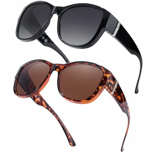 Myiaur 2er Pack Polarisiert Überzieh Sonnenbrille für Damen UV400 Schutz, TR90 Mode Rahmen, Ideal für Alltag & Autofahren von Myiaur