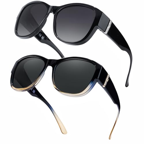 Myiaur 2er Pack Polarisiert Überzieh Sonnenbrille für Damen UV400 Schutz, TR90 Mode Rahmen, Ideal für Alltag & Autofahren von Myiaur