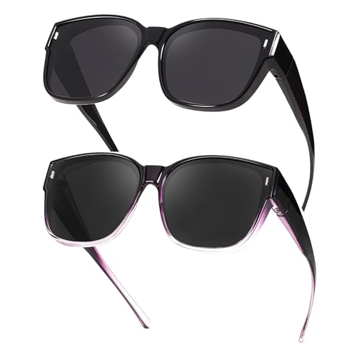 Myiaur 2er Pack Überzieh Sonnenbrille für Damen Übergroße Stylische Überbrille mit Polarisiert UV400 Schutz für Autofahren & Outdoor von Myiaur