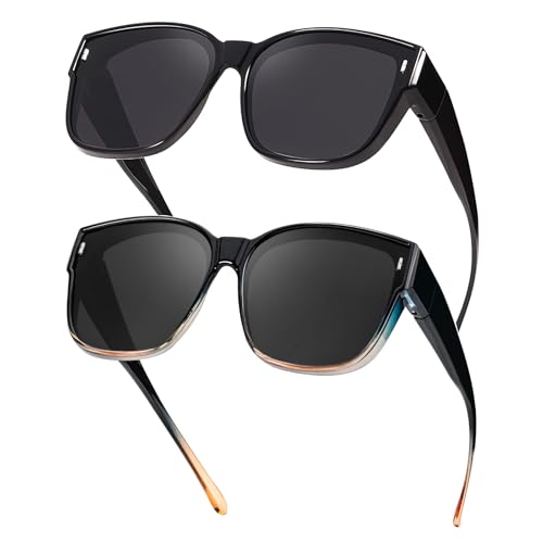 Myiaur 2er Pack Überzieh Sonnenbrille für Damen Übergroße Stylische Überbrille mit Polarisiert UV400 Schutz für Autofahren & Outdoor von Myiaur
