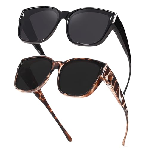 Myiaur 2er Pack Überzieh Sonnenbrille für Damen Übergroße Stylische Überbrille mit Polarisiert UV400 Schutz für Autofahren & Outdoor von Myiaur