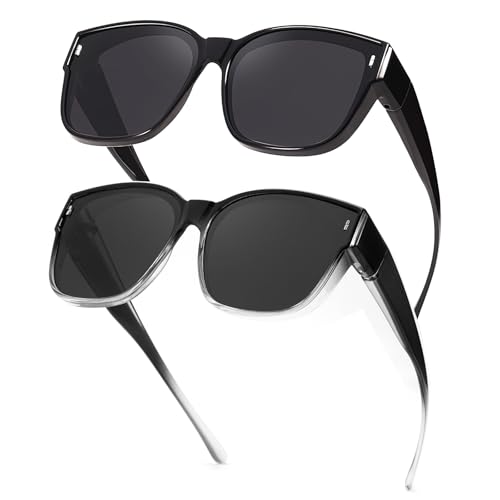 Myiaur 2er Pack Überzieh Sonnenbrille für Damen Übergroße Stylische Überbrille mit Polarisiert UV400 Schutz für Autofahren & Outdoor von Myiaur