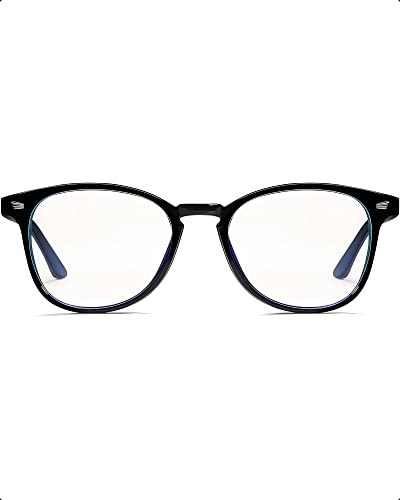 Myiaur Blaulichtbrille für Damen Männer Retro Runde Fake Brillen für Computerspiele, UV400 Schutz Clear Lens von Myiaur