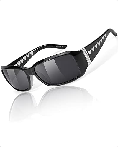 Myiaur Polarisierende Sonnenbrille Damen mit UV-Schutz und modischen Strasssteinen im Wrap Around Design von Myiaur