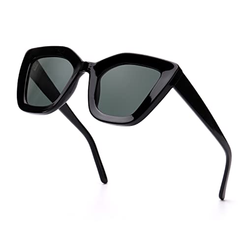 Myiaur Fashion Sonnenbrille für Damen Polarisierten UV-Schutz Frauen Katzenauge Sonnenbrille…(Schwarz) von Myiaur