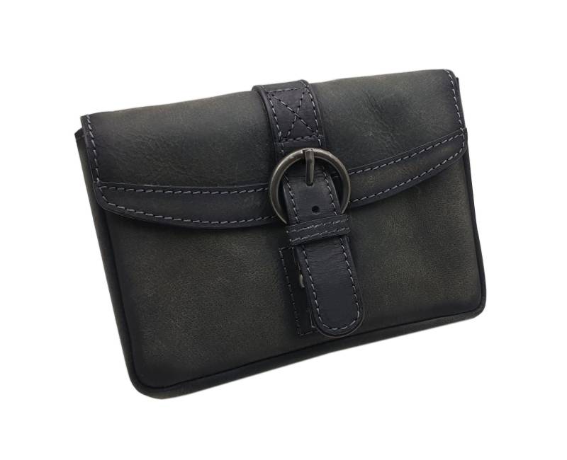 Büffel-Vollleder Gürteltasche/Tasche in Querformat Vintage-Grau von Myledershop