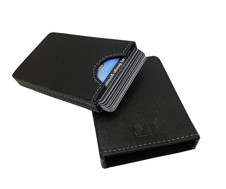Büffelleder Kartenbox/Kreditkartenetui Visitenkartenetui Kartenetui in Schwarz von Myledershop