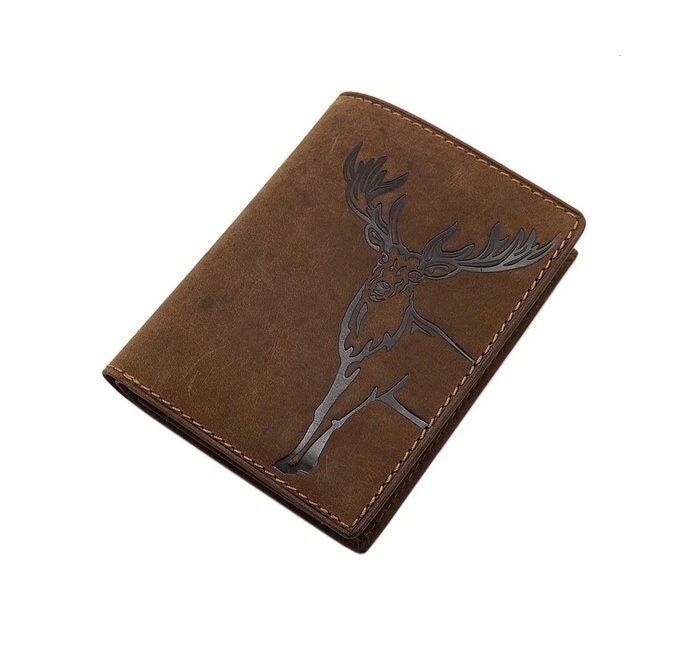 Echt Büffel-Vollleder Hochformat Geldbörse/Geldbeutel Portemonnaie Mit Hirsch-Motiv Und Rfid & Nfc Schutz in Braun Echt Büffel-Vollleder Hochformat Geldbörse/Geldbeutel Portemonnaie Mit Hirsch-Motiv Und Rfid & Nfc Schutz in Braun von Myledershop