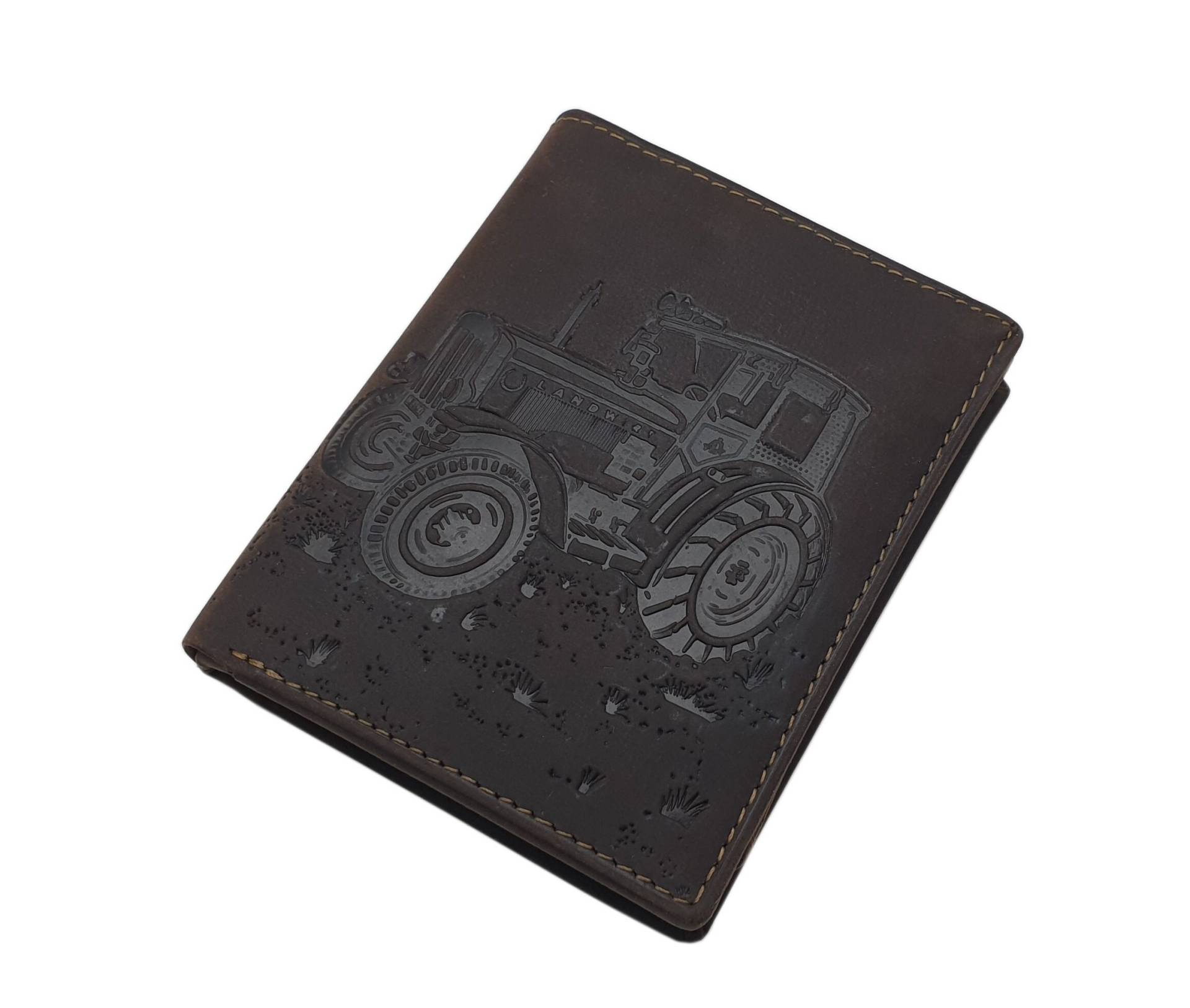 Echt Büffel-Vollleder Hochformat Landwirt Geldbörse/Geldbeutel Portemonnaie Mit Traktor-Motiv Und Rfid & Nfc Schutz in Braun Echt Büffel-Vollleder Hochformat Landwirt Geldbörse/Geldbeutel Portemonnaie Mit Traktor-Motiv Und Rfid & Nfc Schutz in Braun von Myledershop
