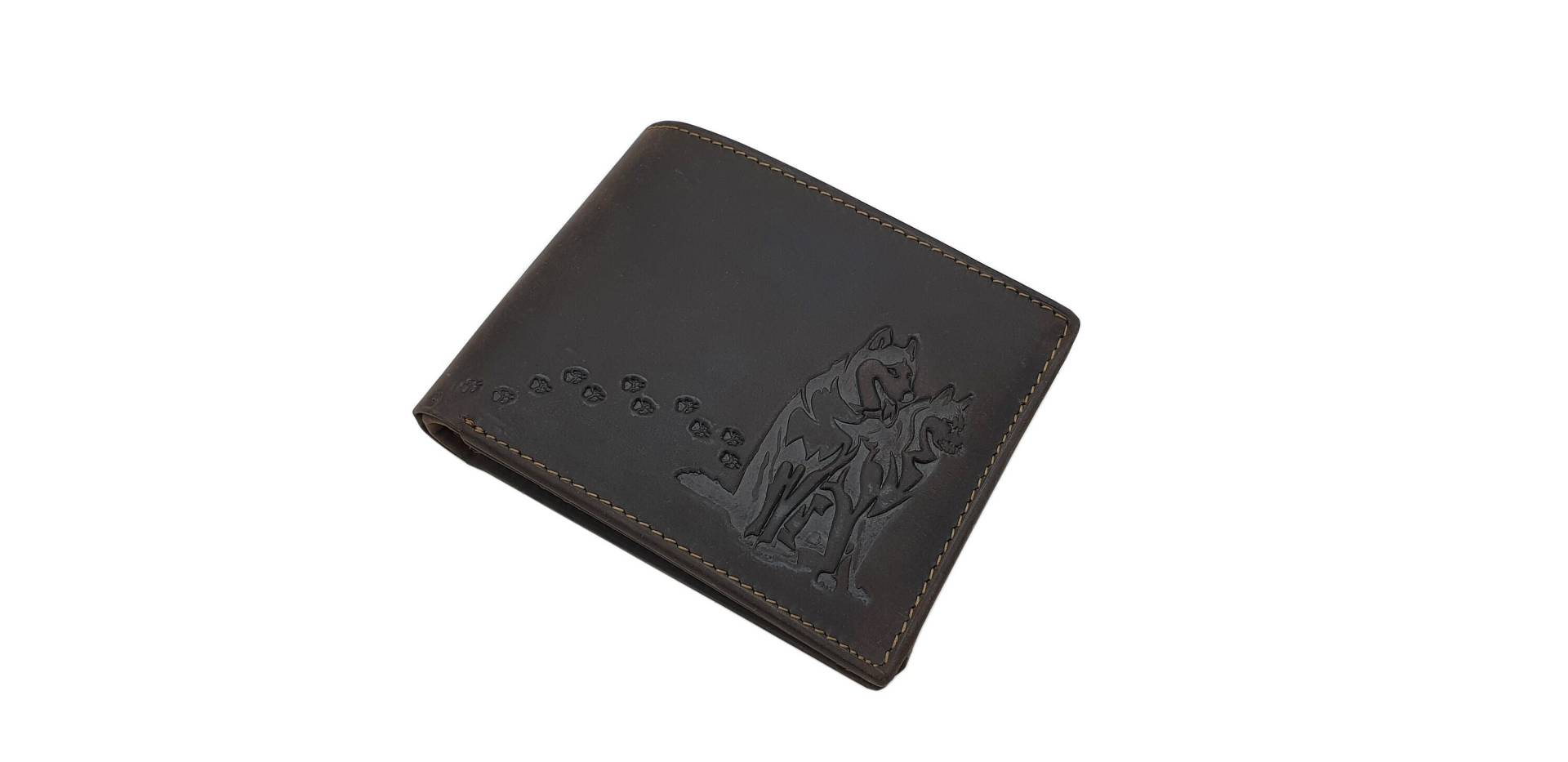 Echt Büffel-Vollleder Querformat Geldbörse/Geldbeutel Portemonnaie Mit Huskies-Motiv Und Rfid & Nfc Schutz in Braun Echt Büffel-Vollleder Querformat Geldbörse/Geldbeutel Portemonnaie Mit Huskies-Motiv Und Rfid & Nfc Schutz in Braun von Myledershop