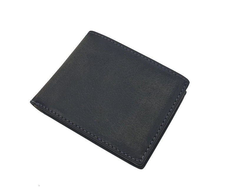 Echt Büffel-Vollleder Querformat Geldbörse/Geldbeutel Portemonnaie Mit Rfid & Nfc Schutz in Vintage-Grau von Myledershop