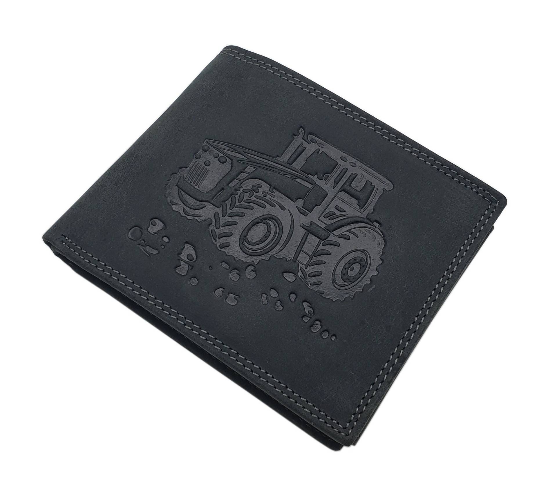 Echt Büffel-Vollleder Querformat Geldbörse/Geldbeutel Portemonnaie Mit Traktor-Motiv Und Rfid & Nfc Schutz in Schwarz Echt Büffel-Vollleder Querformat Geldbörse/Geldbeutel Portemonnaie Mit Traktor-Motiv Und Rfid & Nfc Schutz in Schwarz von Myledershop