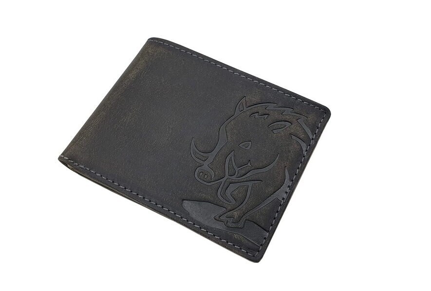 Echt Büffel-Vollleder Querformat Geldbörse/Geldbeutel Portemonnaie Mit Wildschwein-Motiv Und Rfid & Nfc Schutz in Vintage-Grau Echt Büffel-Vollleder Querformat Geldbörse/Geldbeutel Portemonnaie Mit Wildschwein-Motiv Und Rfid & Nfc Schutz in Vintage-Grau von Myledershop