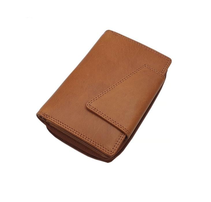 Echt Rindleder Damen Geldbörse/Geldbeutel Portemonnaie Geldtasche Portmonee Mit Rfid & Nfc Schutz in Cognac von Myledershop