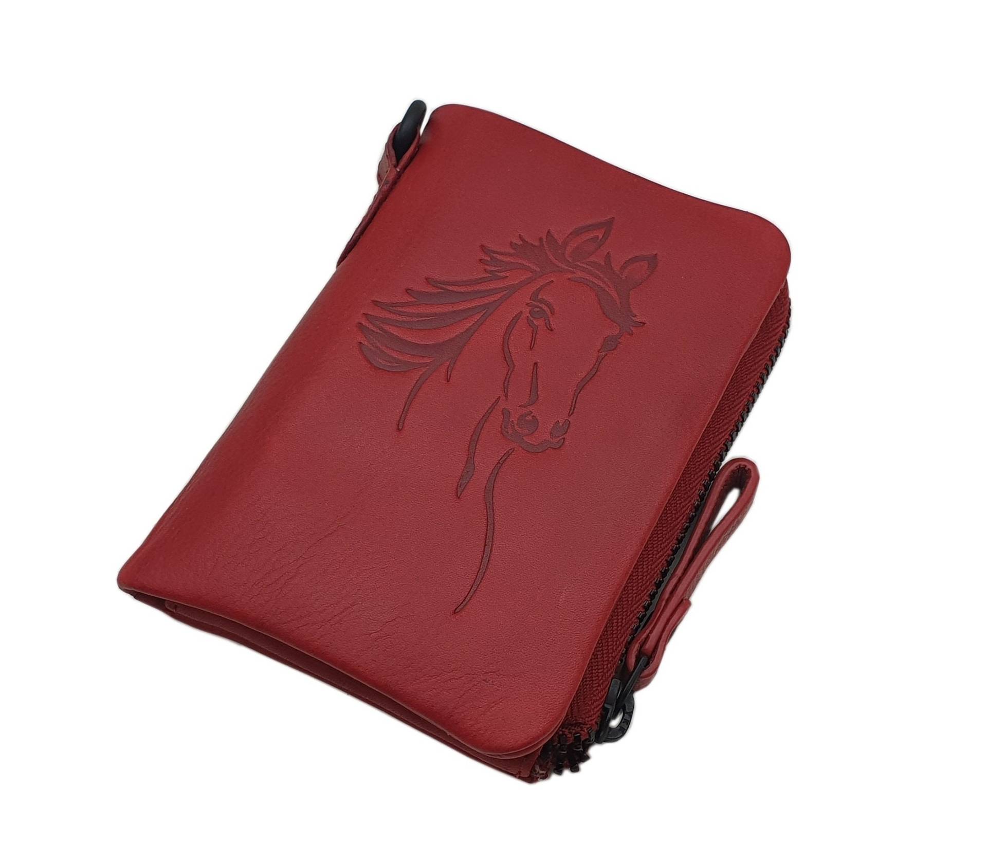 Echt Rindleder Geldbörse/Geldbeutel Portemonnaie Geldtasche Portmonee Mit Pferd-Motiv Und Rfid & Nfc Schutz in Kirschrot Echt Rindleder Geldbörse/Geldbeutel Portemonnaie Geldtasche Portmonee Mit Pferd-Motiv Und Rfid & Nfc Schutz in Kirschrot von Myledershop