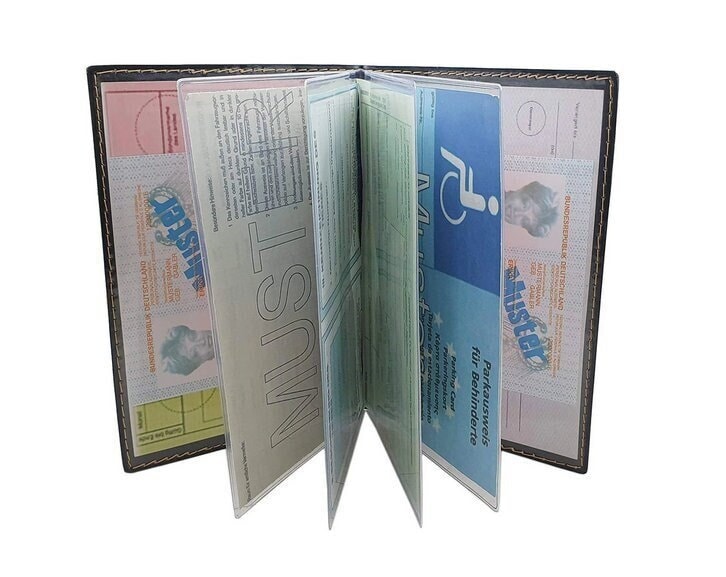 Große Elegante Ausweismappe/Ausweistasche Ausweisetui Ausweismäppchen Dokumentenmappe Kreditkartenetui Mit 12 Fächern in Braun von Myledershop