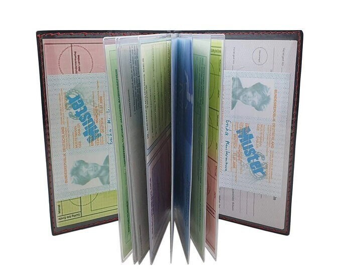 Große Elegante Ausweismappe/Ausweistasche Ausweisetui Ausweismäppchen Dokumentenmappe Kreditkartenetui Mit 18 Fächern in Schwarz von Myledershop