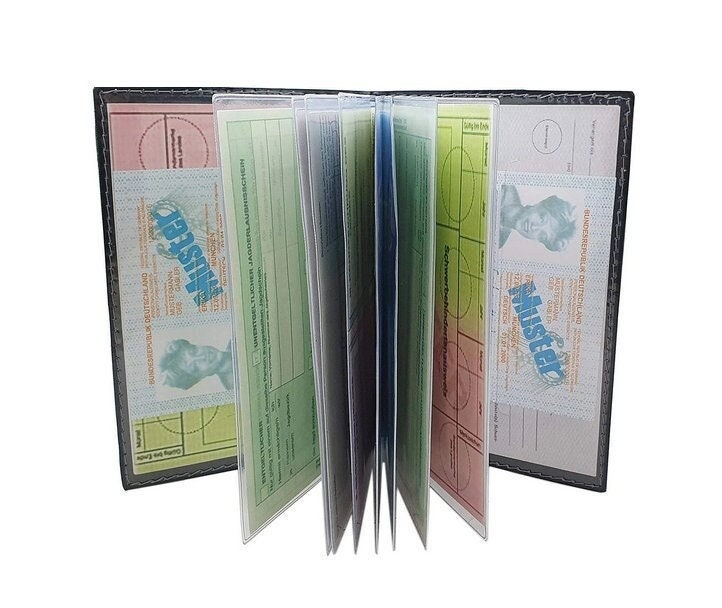 Große Elegante Ausweismappe/Ausweistasche Ausweisetui Ausweismäppchen Dokumentenmappe Kreditkartenetui Mit 18 Fächern in Schwarz von Myledershop