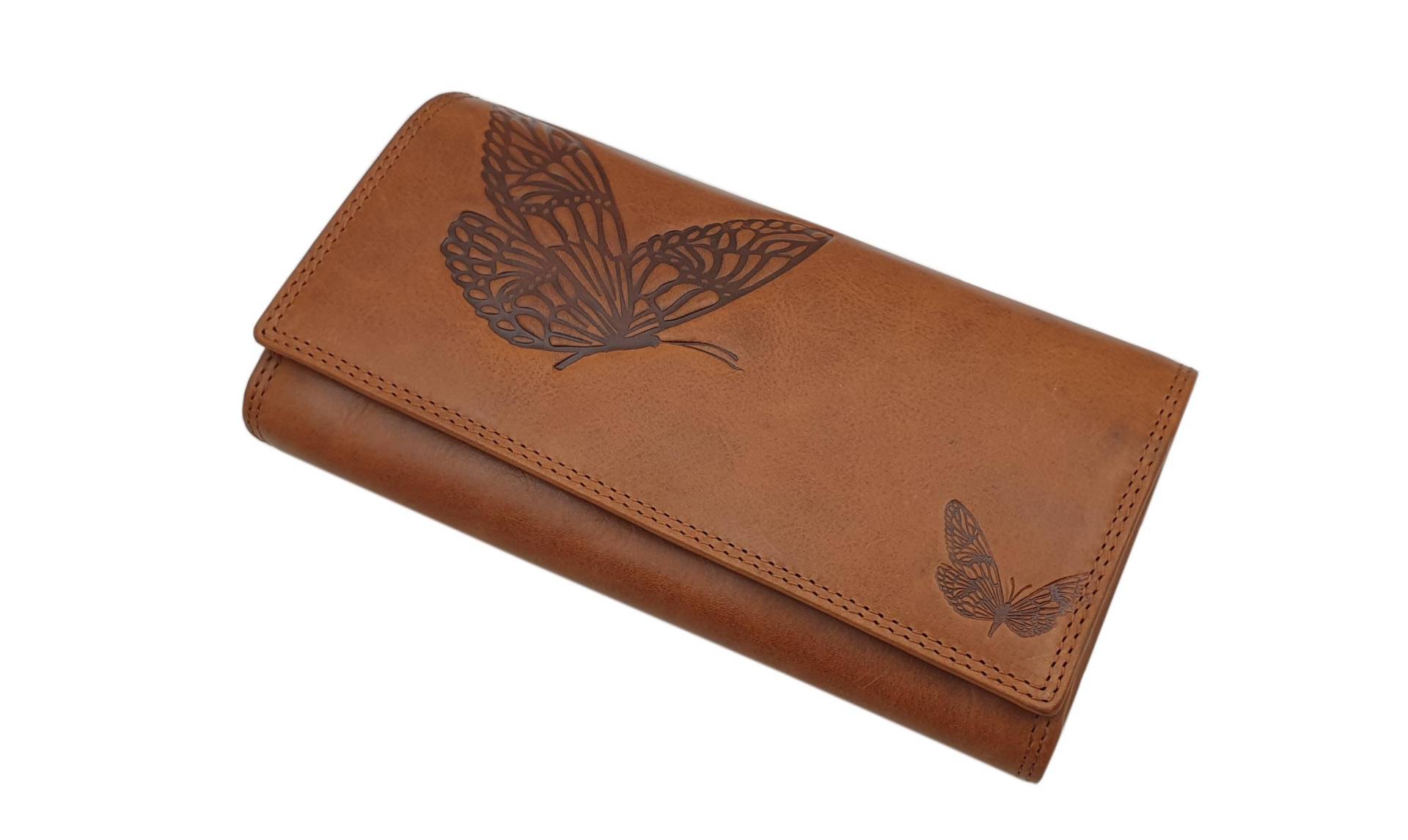 Große Rindleder Damen Geldbörse/Geldbeutel Portemonnaie Geldtasche Portmonee Mit Schmetterling-Motiv Und Rfid & Nfc Schutz in Cognac Große Rindleder Damen Geldbörse/Geldbeutel Portemonnaie Geldtasche Portmonee Mit Schmetterling-Motiv Und Rfid & Nfc Schutz in Cognac von Myledershop