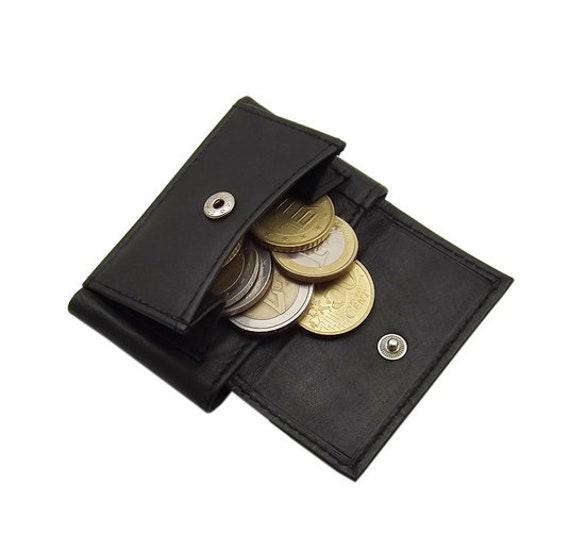 Kalbsleder Mini Geldbörse/Geldbeutel Portemonnaie Portmonaise Geldtasche Portmonee in Schwarz von Myledershop