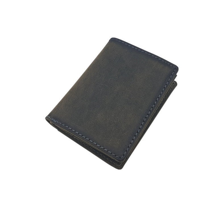 Kleine Echt Büffel-Vollleder Hochformat Geldbörse/Geldbeutel Portemonnaie Mit Rfid & Nfc Schutz in Grau von Myledershop