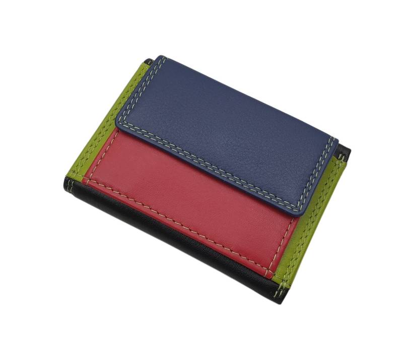 Kleine Rind-Nappa Leder Damen Geldbörse/Geldbeutel Portemonnaie Geldtasche Mit Rfid & Nfc Schutz Mehrfarbig von Myledershop