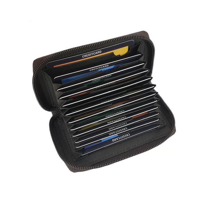 Rindleder Kreditkartenetui/Kartenetui Visitenkartenetui Kartenmäppchen 13 Fächer Mit Rfid & Nfc Schutz in Braun von Myledershop