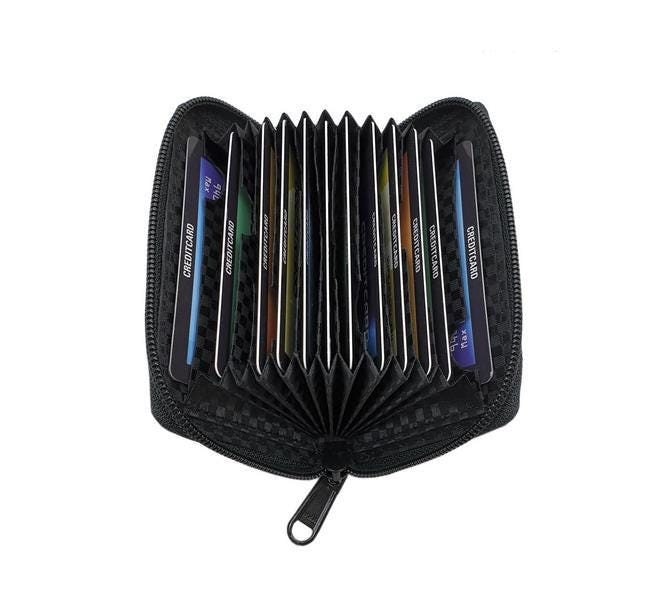 Rindleder Kreditkartenetui/Kartenetui Visitenkartenetui Kartenmäppchen 13 Fächer Mit Rfid & Nfc Schutz in Schwarz von Myledershop