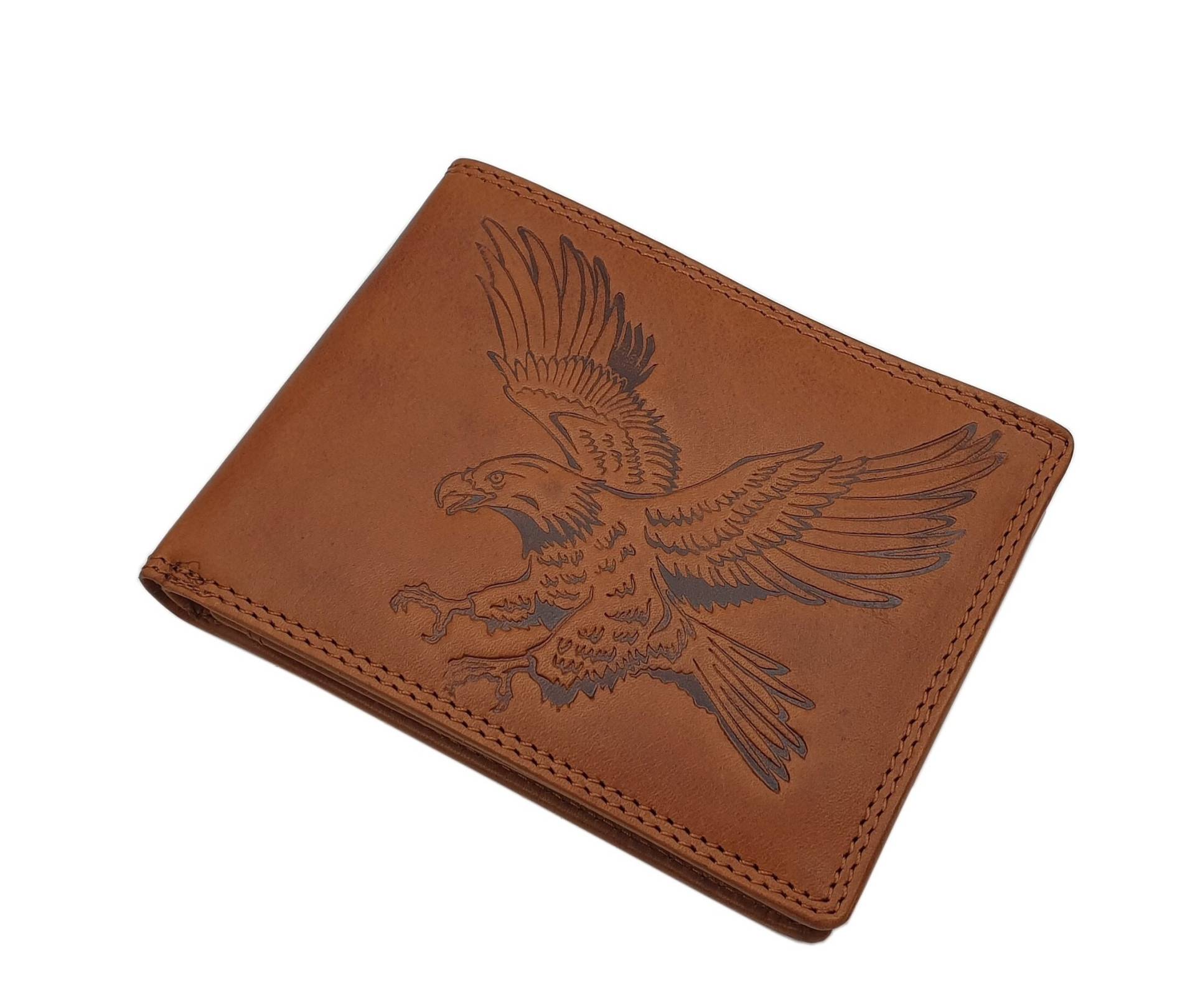 Rindleder Querformat Geldbörse/Geldbeutel Portemonnaie Mit Adler Motiv Und Rfid & Nfc Schutz in Cognac Rindleder Querformat Geldbörse/Geldbeutel Portemonnaie Mit Adler Motiv Und Rfid & Nfc Schutz in Cognac von Myledershop