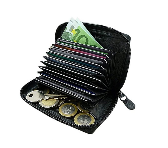 Universal Rindleder Kreditkartenetui/Visitenkartenetui Kartenetui Kartenmäppchen Geldbörse Geldbeutel Portemonnaie in Schwarz von Myledershop