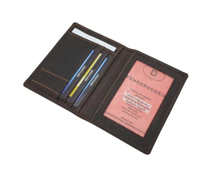 Voll-Rindleder Ausweisetui/Ausweishülle Ausweistasche Kreditkartenetui Kartenetui Mit Rfid & Nfc Schutz in Braun von Myledershop