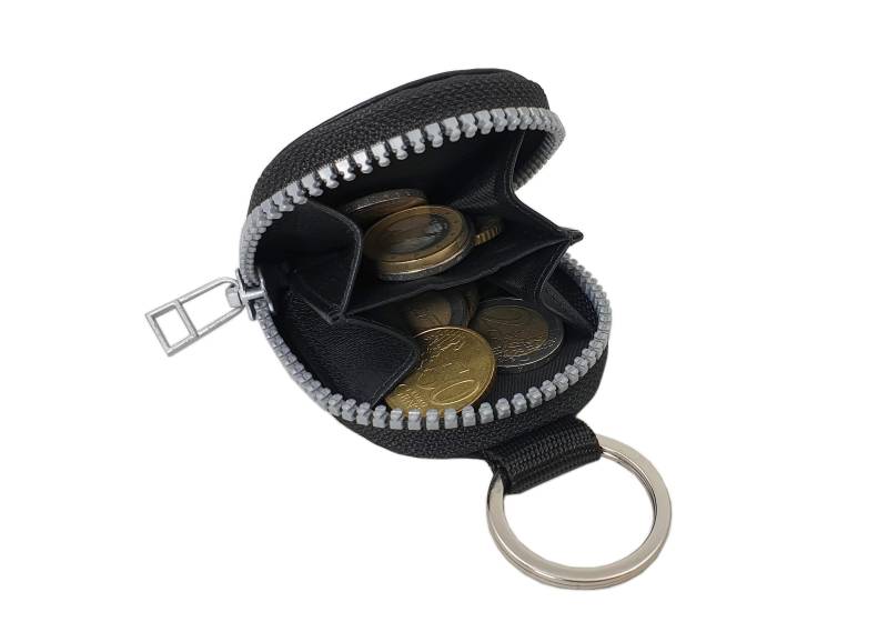 Ziegenleder Nappa Münzbörse/Geldbörse Geldbeutel Portemonnaie Mit Schlüsselring in Schwarz von Myledershop