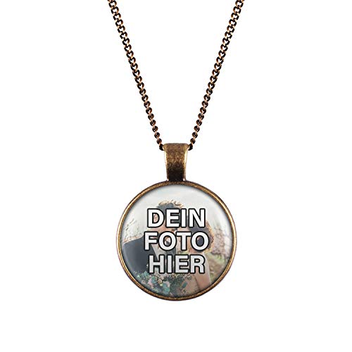 Mylery Hals-Kette mit Wunsch-Motiv eigenes Wunsch-Foto Bild oder Design hochladen Bronze 28mm von Mylery