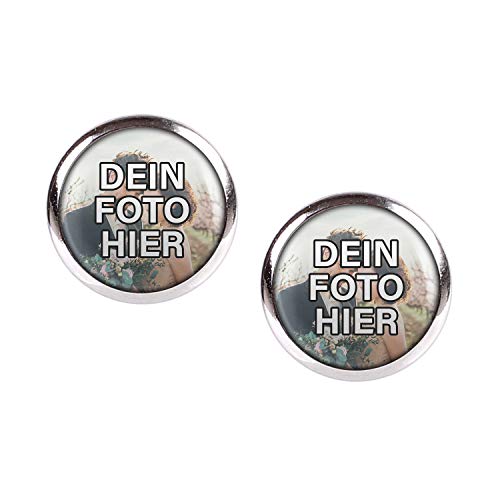 Mylery Ohrstecker Paar mit Wunsch-Motiv eigenes Wunsch-Foto Bild oder Design hochladen silber 12mm von Mylery