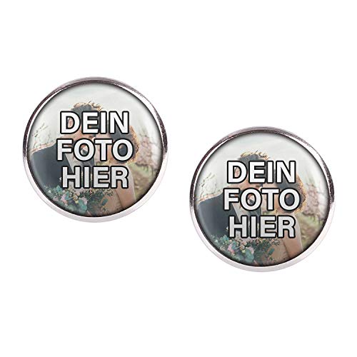 Mylery Ohrstecker Paar mit Wunsch-Motiv eigenes Wunsch-Foto Bild oder Design hochladen silber 16mm von Mylery