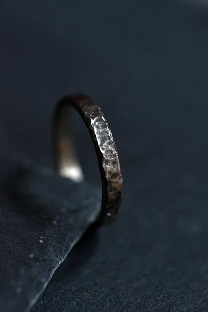 Herrenring - Herrengeschenk Unisex Ring Strukturierter Antiker Effekt Patiniertes Oxidiertes Sterlingsilber Alltagsstück Geschenk von MyliuDesign