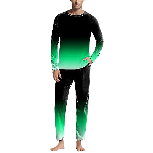 Herren Schlafanzug lang Kariertes Pyjama lang Hausanzug Langarm Herbst Winter Warmes Hausanzug Langarm Oberteil und Karierte Schlafanzughose Sleepwear Hausanzug von Mymyguoe