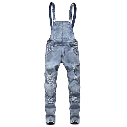 Latzhose Herren Jeans Designer Baumwolle Latzhose Overall Heavy Duty Taille Größen Männer Overall Streetwear mit Knöpfen Latz Jeans Overall Lange Hose Loose Fit von Mymyguoe