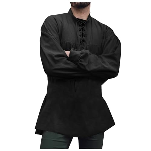 Mittelalter Wikinger Krieger Robe Mittelalter Tunika Tunic Knight Hemd Rock Robe Cosplay Kostüm Halloween Party Mittelalter Waffenrock - Herren Bryen weinrot Wikinger Tunika Mittelalter Kleidung von Mymyguoe