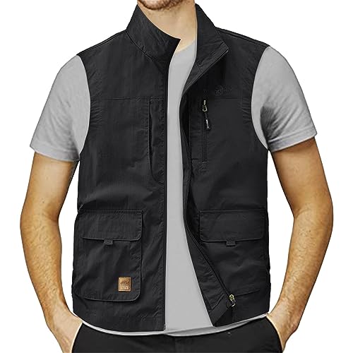 Mymyguoe Arbeitsweste Herren Sommer Leichte Weste Anglerweste Weste Outdoor Mit Vielen Taschen Herrenwesten Sportlich Trekking Wander Weste Freizeit Jagdwesten Schnelltrocknend Safariweste von Mymyguoe