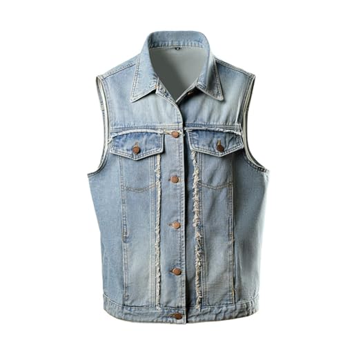 Mymyguoe Classics Herren Weste Denim Vest Ärmellose Jeansweste Männer Cowboy Ärmellos Jacken Klassische Kutte Jeans Weste Biker Casual Freizeitweste Anglerweste Reporterwesten Safari Weste von Mymyguoe