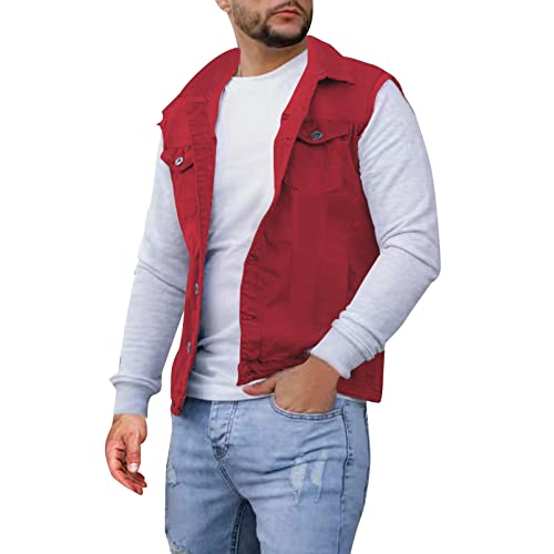 Mymyguoe Classics Herren Weste Denim Vest Ärmellose Jeansweste Männer Cowboy Ärmellos Jacken Klassische Kutte Jeans Weste Biker Casual Freizeitweste Anglerweste Reporterwesten Safari Weste von Mymyguoe